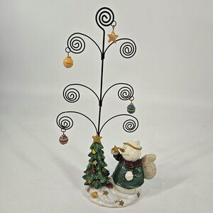 Snowman Angel Decorating a Christmas Tree Photo Holder Cards Holiday Decor 14"